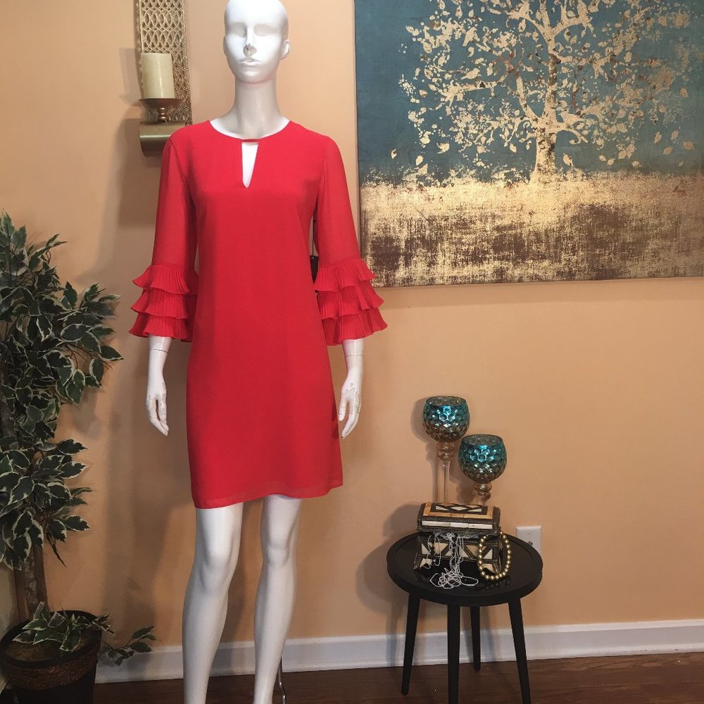 Vince Camuto Coral Chiffon Shift Dress size6&4 - Picture 2 of 15